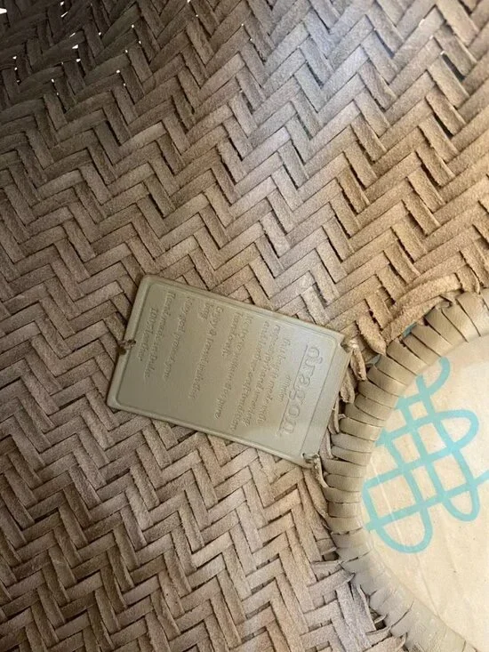 Dragon Diffusion Large Woven Leather Tote Bag Ivory Cream Handwoven - Picture 6 of 6